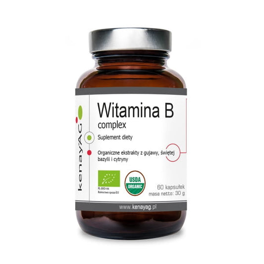 Bio Vitamin B Komplex von KENAY in 60 Kapseln, Nahaufnahme der Kapseln in einer offenen Packung