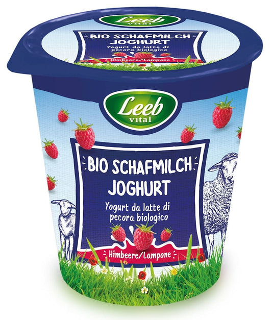 Himbeer-Schafjoghurt BIO von LEEB VITAL in 125 g Becher, cremige Textur mit frischen Himbeeren, Naturprodukt