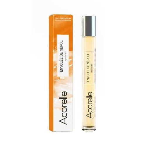 Bio-Eau de Parfum-Rolle auf Envolée de Néroli von ACORELLE, zeigt die rollende Duftflasche mit Néroli-Note.
