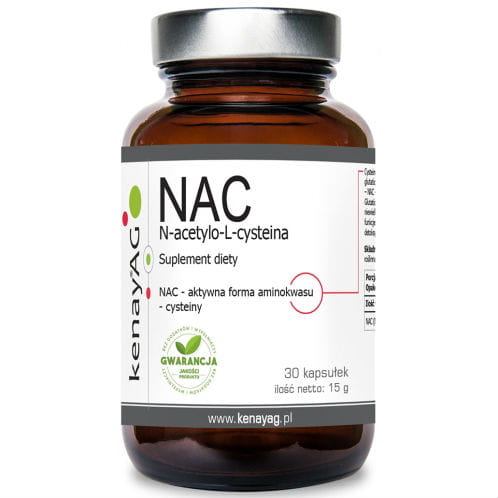 NAC n - Acetyl-L-Cystein Kapseln von KENAY, 150 mg, 30 Stück, Nahaufnahme der Kapseln in einer Blisterpackung