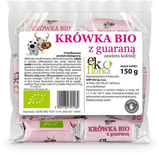 Bio Fudges mit Guarana von EKOFLORKA, 150 g, leckere vegane Süßigkeiten mit Guarana-Note, handgefertigt und biologisch.