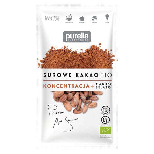 Rohe, zerkleinerte Bio-Kakaobohnen von PURELLA, 21g, ungefiltert und naturbelassen für nachhaltigen Kakao.