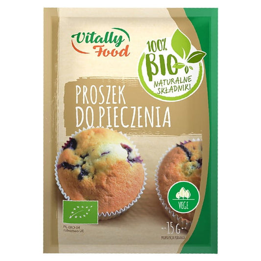 Bio Backpulver von VITALLY FOOD, 15g Packung, feines Backtriebmittel in weißer Verpackung, ideal zum Backen und Kochen