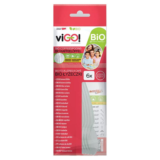 Bündel biologisch abbaubarer Teelöffel von VIGO! aus nachhaltigem Material, umweltfreundliche Essgeschirroption.