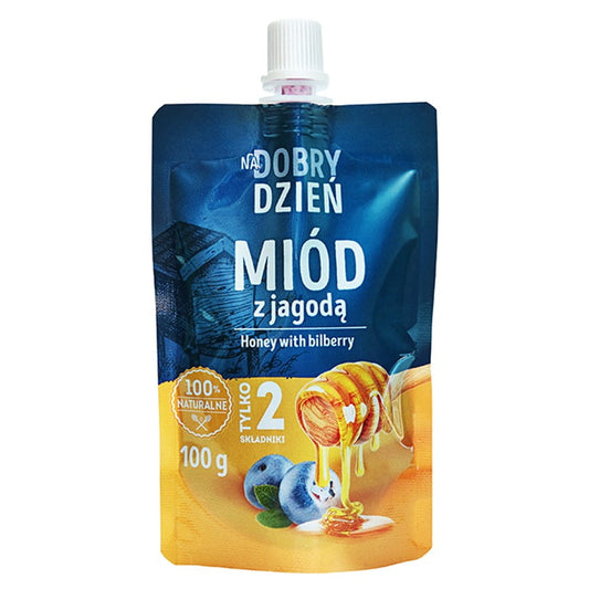 Honig mit Heidelbeere von PSZCZELARZ KOZACKI, 100g, cremige Konsistenz, ideal für einen guten Tag, natürliche Zutaten.