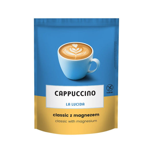 Capucino mit Magnesium in 100 g Packung von CELIKO, cremige Kaffee-Getränk mit Magnesium, sichtbar in der Verpackung