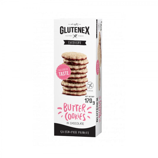 Butterkuchen mit Schokolade von GLUTENEX, glutenfrei, 170 g, frisch gebackener Kuchen mit Schokoladenglasur.