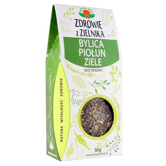 Getrocknetes Artemisia Wermutkraut in 50g Packung, NATURA-WITA WELCOME NATURE, für Tee und Naturheilkunde, auf weißem Hintergrund
