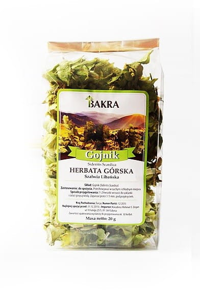 Bergtee Gojnik 20g von BAKRA, libanesischer Salbei in einem transparenten Beutel, frische Kräuter für Teeaufguss.