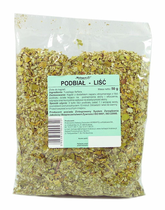 Huflattichblätter in 50g Packung von HERBAPOL KRAKÓW, getrocknete Naturpflanzen für Tees und Heilzwecke