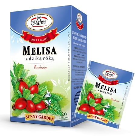 Frische Zitronenmelisse mit Wildrose in 20 Beuteln à 15g, von MALWA, ideal für Kräutertees oder Naturkosmetik.