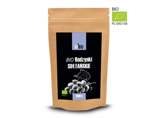 Bio Rosinen in 1000g Packung von VIBIO, getrocknete, süße Trauben für Snacks und Backwaren, natürliche Fruchtqualität