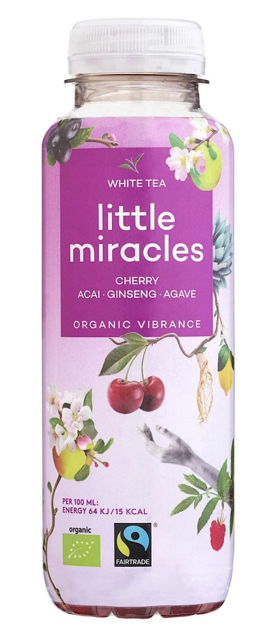 Bio-Energydrink mit Weißtee-Geschmack von LITTLE MIRACLES DRINK, 330 ml Flasche, erfrischendes Getränk, sichtbarer Flascheninhalt