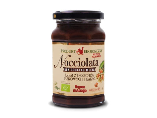 Nocciolata BIO Nusscreme ohne Milch, 270g, cremige Haselnuss-Schokoladencreme in Glas, natürliche Zutaten, glutenfrei