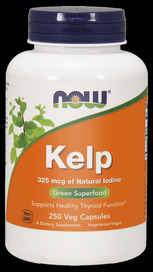 Seetang-Kapseln von NOW FOODS mit 325 mcg natürliches Jod, 250 vegane Kapseln, für Schilddrüsengesundheit