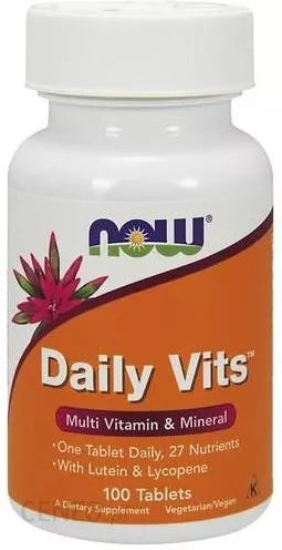 Tägliche Vitamine und Mineralstoffe in einer Packung mit 100 Tabletten von NOW FOODS, Multivitamin- und Mineralstoffpräparat.