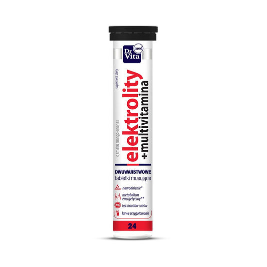 Bunte Elektrolyte 24 DR VITA Brausetabletten in einer Packung, ideal zur Flüssigkeitszufuhr, von DrVita.
