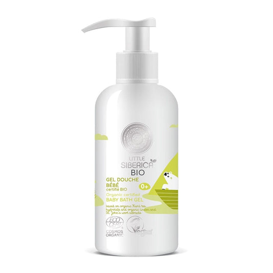 Babybadegel von EUROBIO LAB, 0+ für empfindliche Haut, 250 ml Flasche, sanfte Reinigung für Babys.