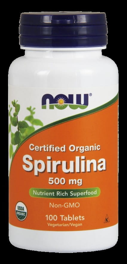 Biologische Spirulina-Tabletten von NOW FOODS, 500 mg, 100 Stück, nährstoffreiche grüne Algenkapseln aus kontrolliert biologischem Anbau