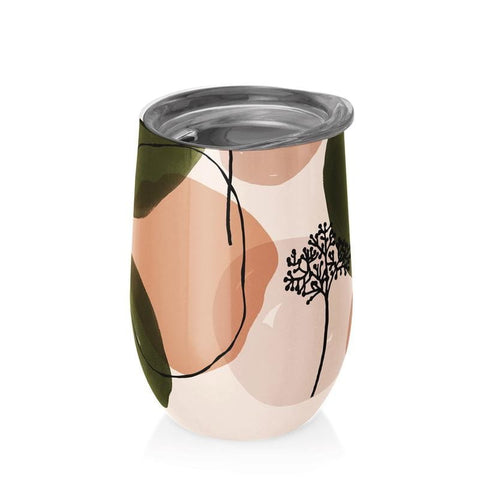 Stainless steel mug with olive and peach lid 420 ml - CHIC - MIC