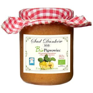 Bio Quitte mit Rohrzucker von SAD DANKÓW, 250 g, naturbelassene Quitte in süßer, goldener Konfiture.