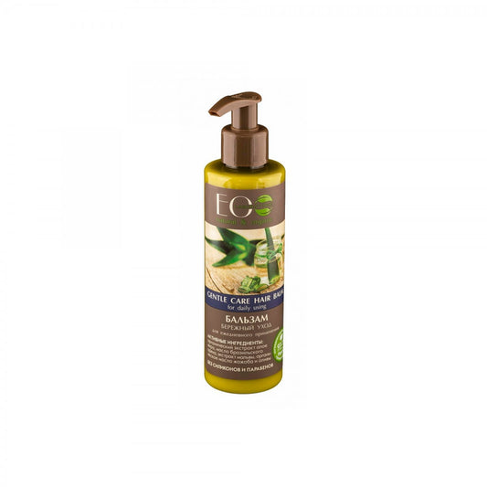 Sanfte Haarspülung in 200 ml Flasche von Eco Laboratorie, beruhigend für das Haar und die Kopfhaut, schlichte Verpackung.