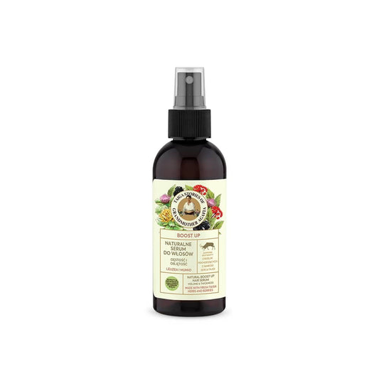Haarserum von EUROBIO LAB zum Verdichten, mit Leuze und Mumie, in 170 ml Flasche, zeigt die Anwendung auf glattem Haar