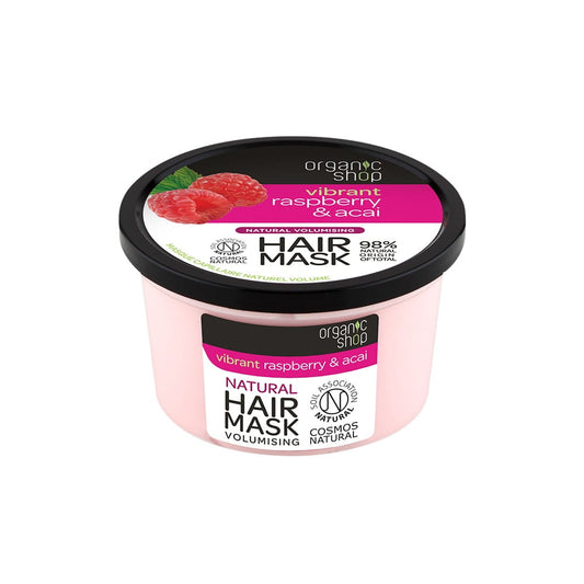 Haarmaske von EUROBIO LAB, 250 ml, für mehr Volumen, cremige Textur, auf Haaren verteilt, sichtbar im Bild