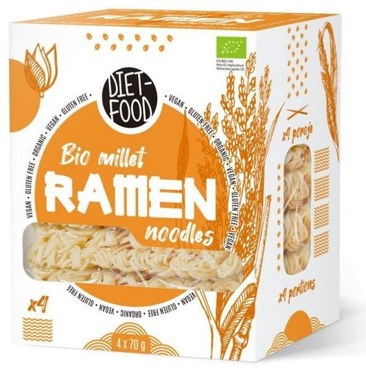 Hirse-Ramen-Nudeln von DIET FOOD, bio, 280 g, ohne Butter, ideal für Diät und gesunde Ernährung.