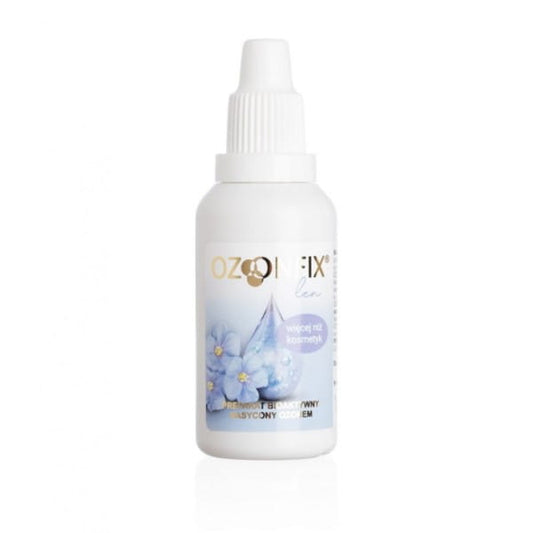 Ozonisiertes Leinöl Flachs 30 ml von OZONFIX in dunkler Flasche, naturbelassenes Leinöl mit ozonisierten Eigenschaften