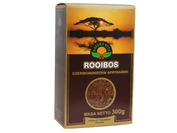 Afrikanischer Rooibos-Tee von Natura Wita, 300g, lose Blätter in einer transparenten Packung, naturbelassen und aromatisch.