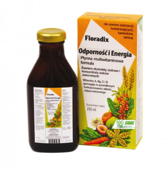 Flüssiges Kräuterpräparat Floradix Nabenwiderstand in 250 ml Flasche, natürliche Kräuterextrakte in der Flasche.