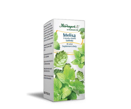 Zitronenmelisse mit Hopfen, 30 Tabletten, HERBAPOL KRAKÓW, pflanzliche Nahrungsergänzung in Tablettenform