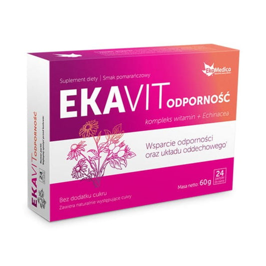 Ekametica EkaVitamin und Echinacea Nahrungsergänzungsmittel, Vitaminresistenz, in Dose, sichtbares Produkt auf weißem Hintergrund