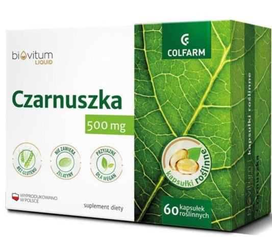 Schwarzkümmel-Kapseln von COLFARM, Biovitum, 500 mg, 60 Kapseln in einer Packung, natürliche Nahrungsergänzung