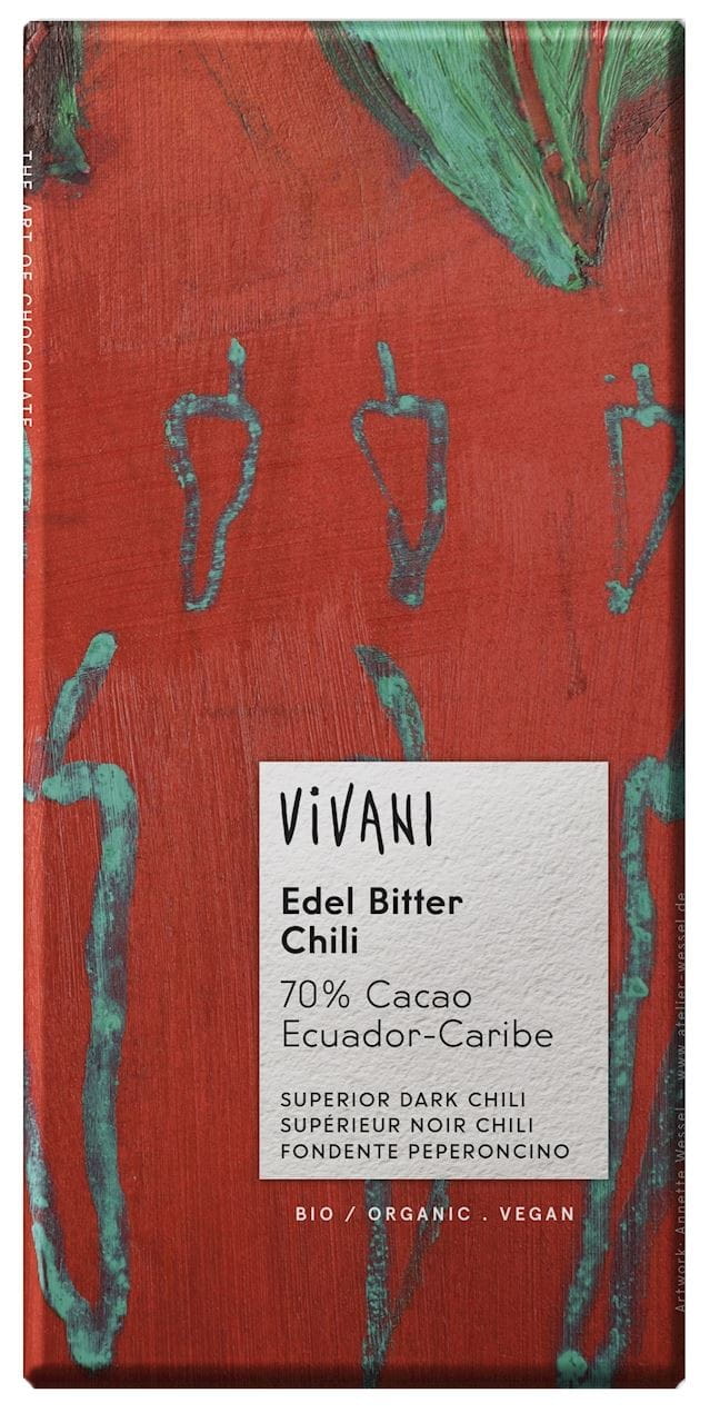 Bitterschokolade mit Chili BIO 100 g - VIVANI