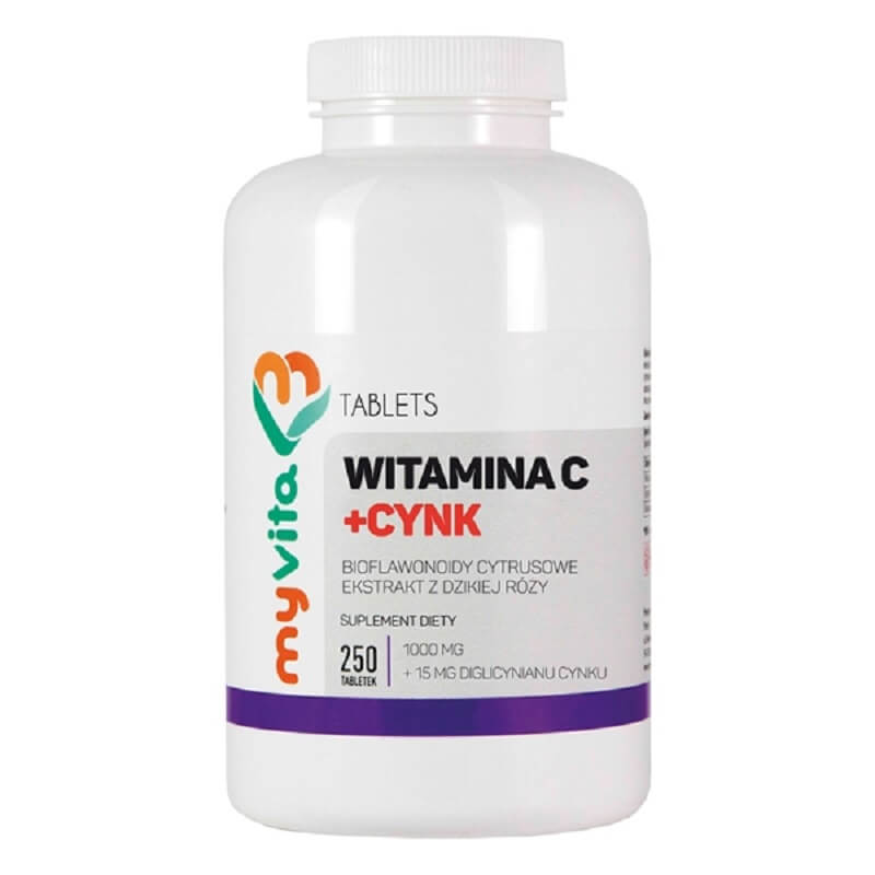 Vitamin C + Zink, Citrus-Bioflavonoide, heutiger Rosenextrakt 250 Tabletten MYVITA Gambar utama produk