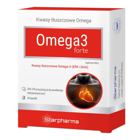 Omega 3 Forte Fettsäuren Kapseln von Starpharma, 60 Stück, Nahaufnahme der weißen Kapseln in einer Dose