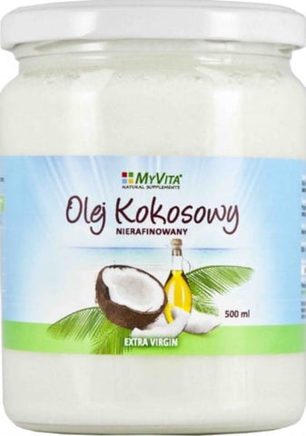 Nerafinovaný kokosový olej MYVITA 500 ml