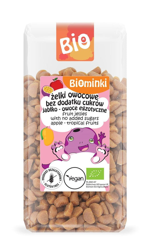 Biominki Fruchtgelees ohne Zuckerzusatz mit Apfelgeschmack, glutenfrei, exotische Früchte, Bio, 400 g