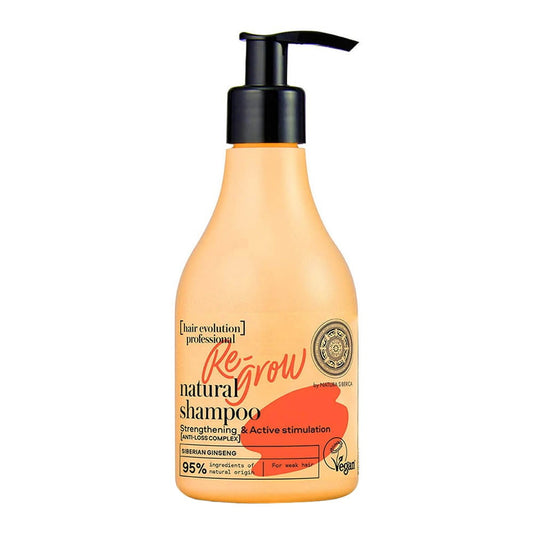 Re - Grow Shampoo von EUROBIO LAB für geschwächtes und ausfallendes Haar, 245 ml Flasche mit Shampoo-Produkt auf weißem Hintergrund