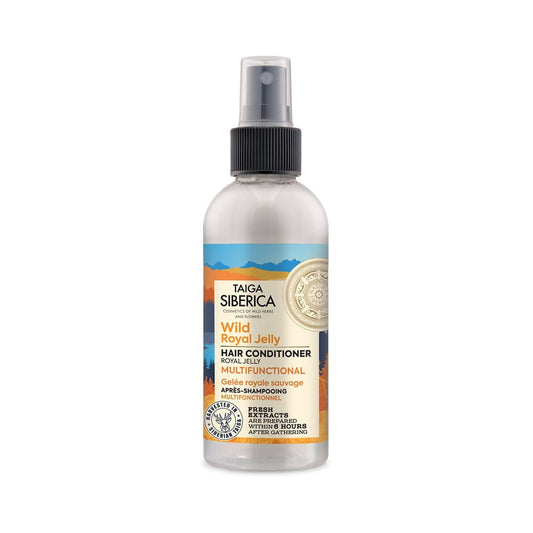 Haarspülung mit Gelée Royale von EUROBIO LAB, 170 ml, zeigt die cremige Textur und die Verpackung der SIBERICA Spray-Haarpflege