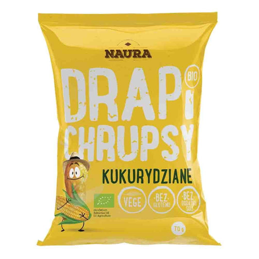 Bio-Maischips von Naura, natürliche Maischips in 70 g Packung, knusprig und gesund für Snacks.