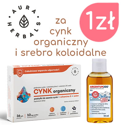 Organisches Zink + Gel von AURA HERBALS, Flasche mit Zink-Gel und natürlichen Inhaltsstoffen, auf weißem Hintergrund.