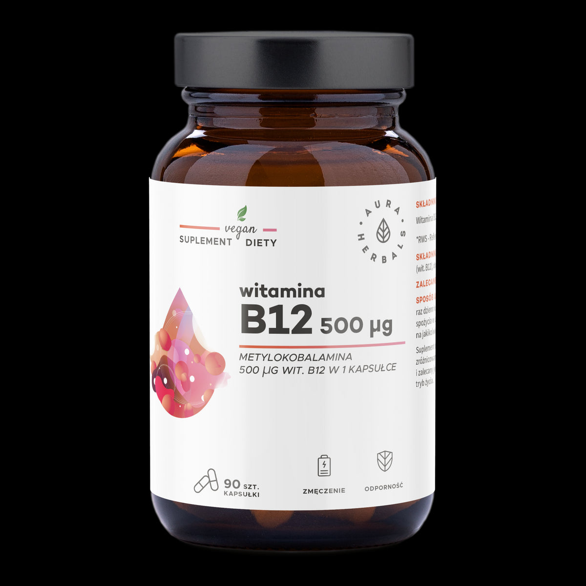 Vitamin B12 1000 µg Methylcobalamin 90 Kapseln Aura Herbals