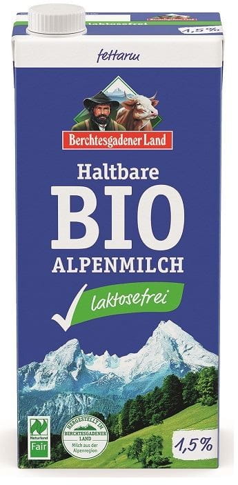 UHT MLIEKO S MENEJ LAKTÓZY (najmenej 1,5 % TUKU) BIO 1 L - BERCHTESGADENER LAND