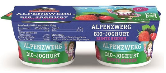 Joghurt von Berchtesgadener Land, Waldfucht-Geschmack, bio, glutenfrei, 2x100g, cremig mit Waldfrucht-Aroma