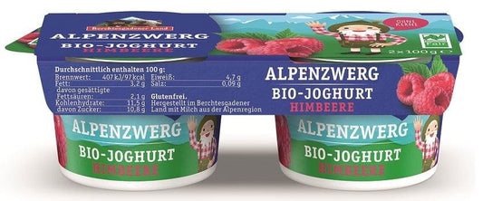 Bio Himbeerjoghurt von Berchtesgadener Land, glutenfrei, 3,9 % Fett in Milch, 2x 100 g, frisches Joghurt im Becher