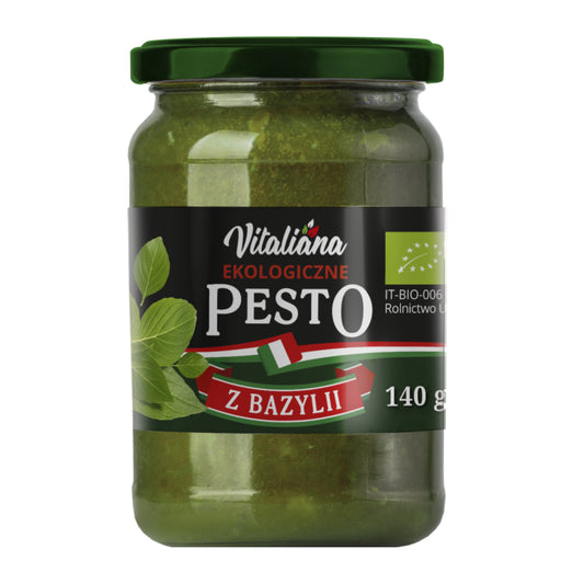 Bio Basilikumpesto von NaturaVena in 140 g Glas, frisches grünes Basilikum, ideal für Pasta und Sandwiches