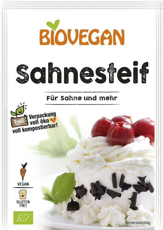 Vegan glutenfreie Creme-Fix Pulver von BIOVEGAN, drei Packungen à 6 g, für das Binden von Saucen und Suppen.